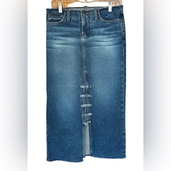 Vintage L.E.I Medium Wash Denim Maxi Skirt Juniors Size 5. Y2K. Western. Chic - Picture 1 of 6